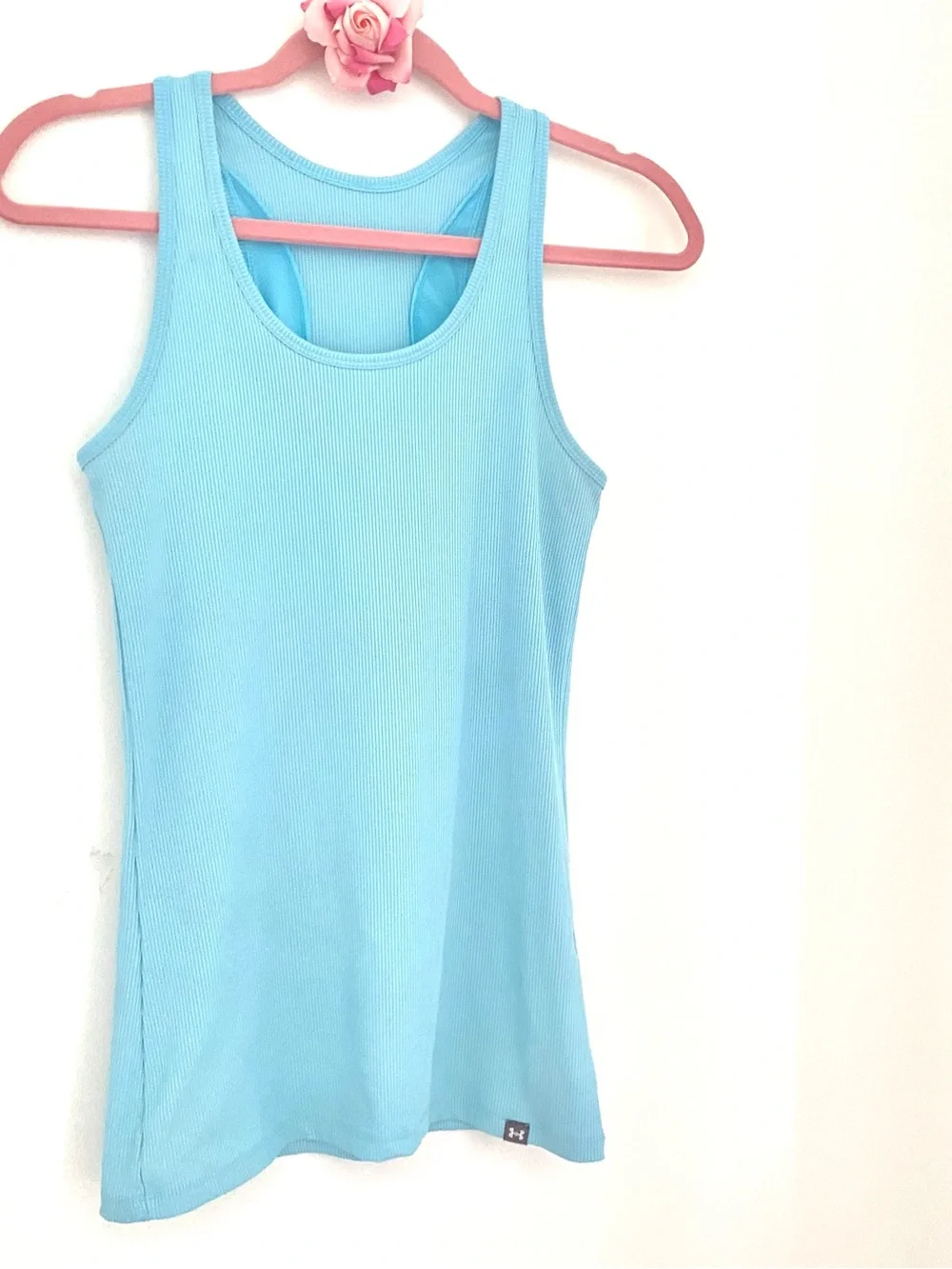 💕Pretty Blue Ribbed Racerback Tank Top SZ M - Picture 2 of 8